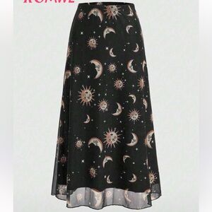 NEW SHEIN Celestial Print Women's Midi Skirt, Size Medium/6